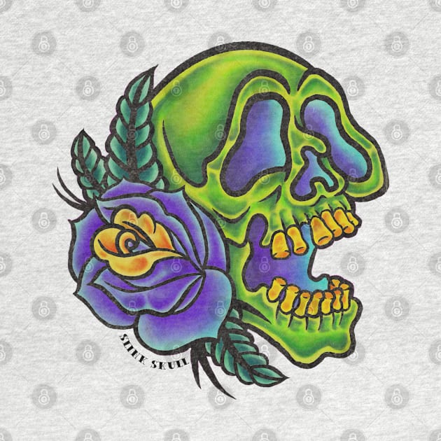 Skull and rose by SlinkSkull